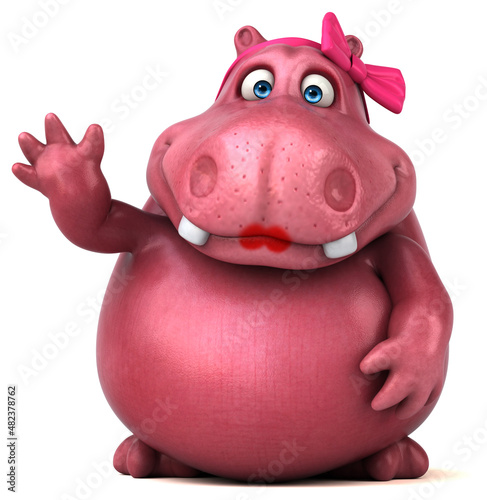 Pink Hippo - 3D Illustration