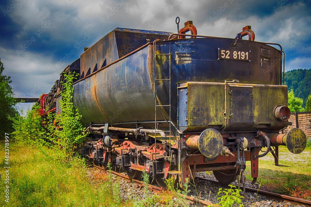Naklejka premium Alte Lokomotive im Eisenbahnmuseum Tuttlingen in HDRI