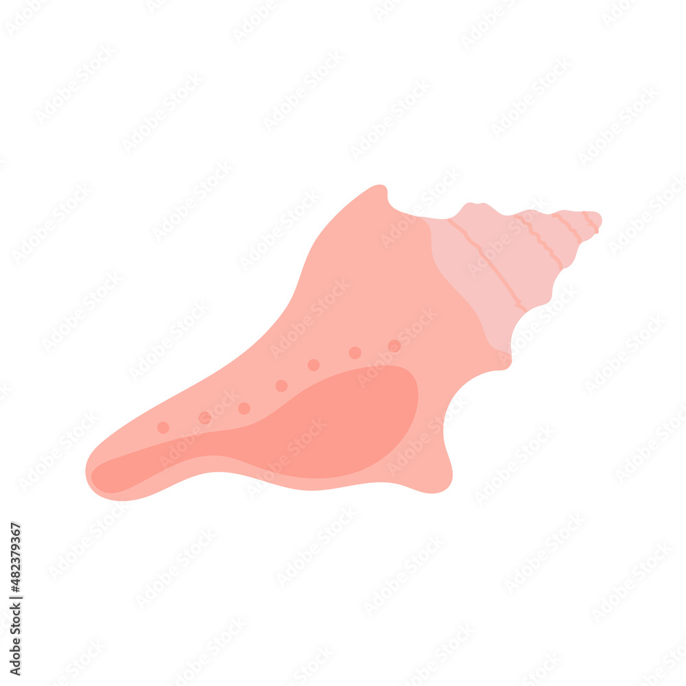 Pink cartoon seashell. Shellfish in flat style. Pink cartoon seashell. Shellfish in flat style.