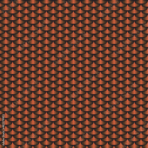 Abstract metal flake texture seamless background. Metallic squama, ceramic geometric pattern in shine red brown colors. Graphic design vector illustration