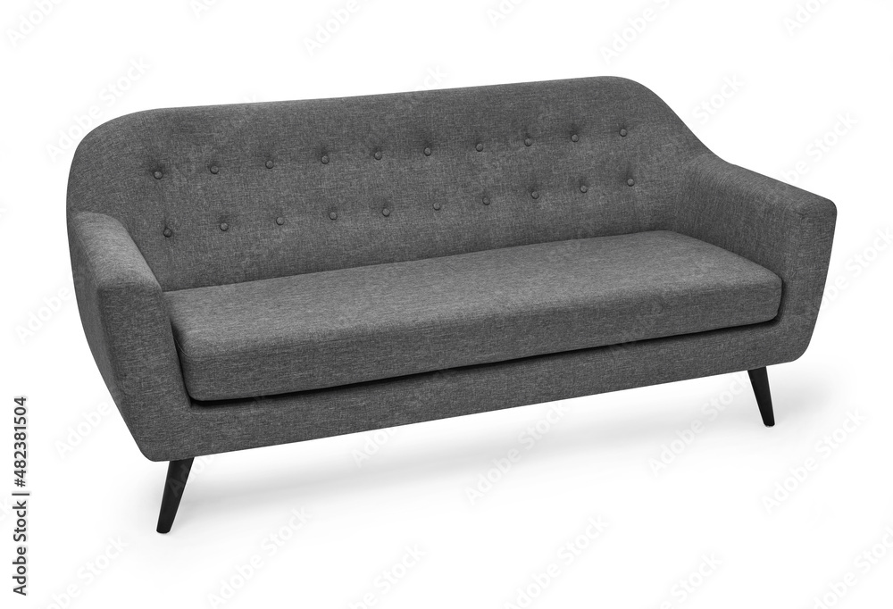 Modern grey sofa, side view Modern grey sofa, side view