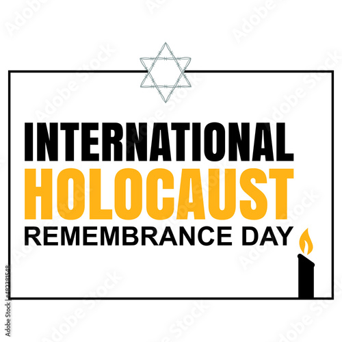 International holocaust remembrance day 27 january, Yellow Star of David holocaust logo stock illustration design