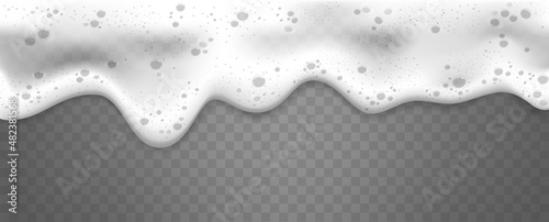 Lathering beer. Realistic beers clean foam, 3d lather biere splash, foamed sea bubbles, wet soap shower shampoo splashes
