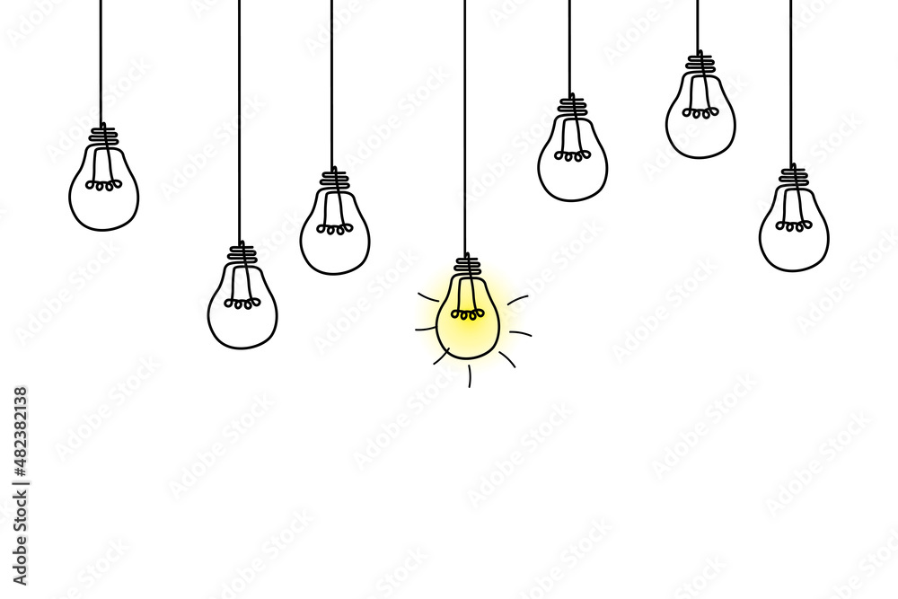 Good idea. Banner light bulb idea concept, creative concept light bulb drawn for stock. Flat style. Vector Good idea. Banner light bulb idea concept, creative concept light bulb drawn for stock. Flat style. Vector