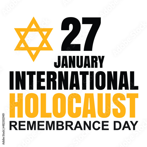 International holocaust remembrance day 27 january, Yellow Star of David holocaust logo stock illustration design