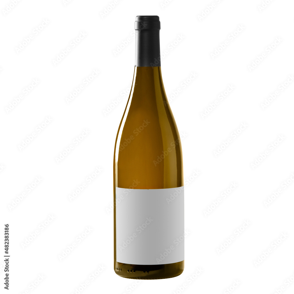 white wine bottle with blank label isolated on white background. white wine bottle with blank label isolated on white background.