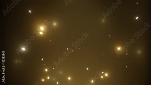 Premium gold particles spreading up with yellow glitter for holiday celebration, ui design and animated wallpaper. Seamless loop.