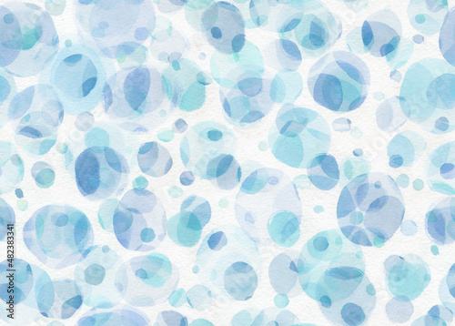 Aquamarine watercolor polka dot seamless pattern