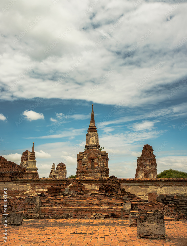 Aytthaya, Thailand, 22 Aug 2020 : World Heritage Site at Wat phra mahathat. Ancient city and historical place at Ayutthaya, Thailand, The Ruin of temple. No focus, specifically.