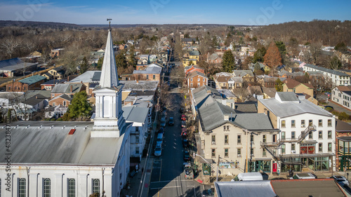 Aerial Drone of Lambertville New Hope in the Winter
 photo