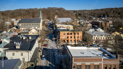 Aerial Drone of Lambertville New Hope in the Winter
 photo