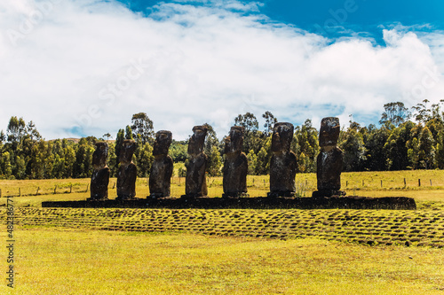 Ahu Akivi with its seven moais on Easter Island photo