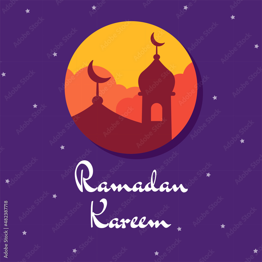 Illustration vector graphic of Ramadan Kareem. Perfect for Ramadan card, Ramadan poster, etc.