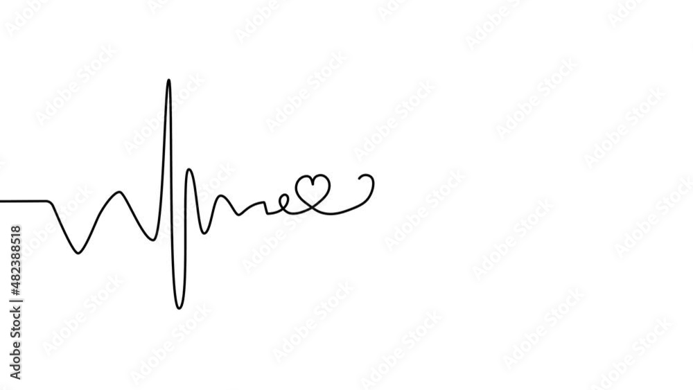 Self draws line heartbeat and heart, lettering love. electrocardiogram medical screen with a graph of heart rhythm Self draws line heartbeat and heart, lettering love. electrocardiogram medical screen with a graph of heart rhythm