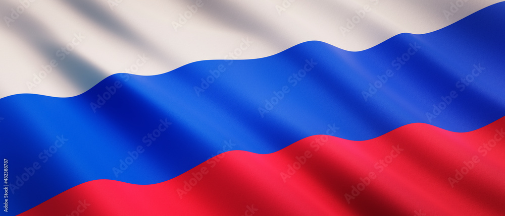 Fototapeta premium Waving flag of Russia - Flag of Russian federation - 3D illustration 