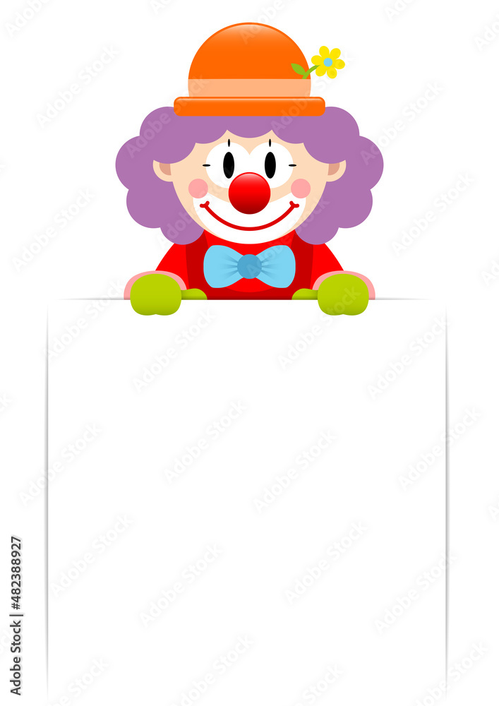 Clown Lila Haare Schild