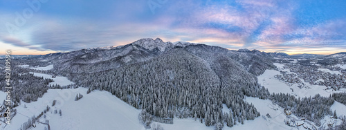 Giewont Mount Peak, Famous Tourist Winter Destination in Polish Mountains