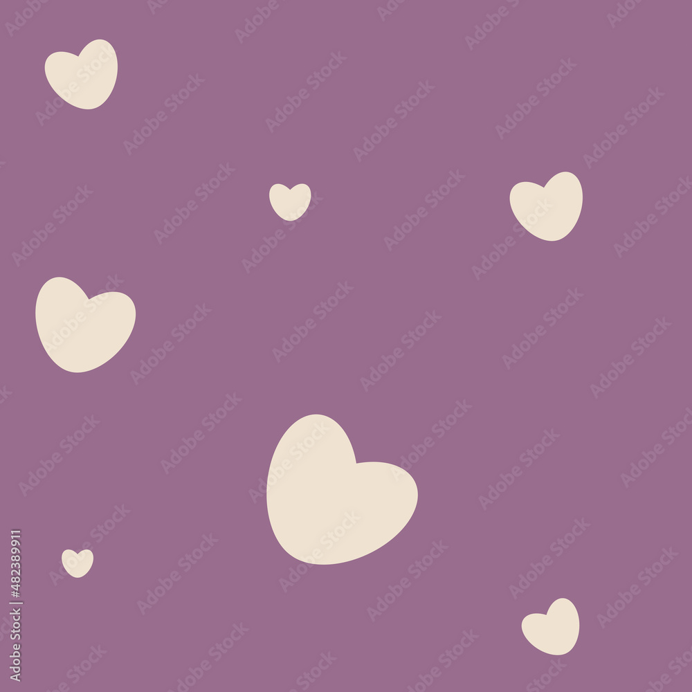 Pattern hearts on a light lilic background
