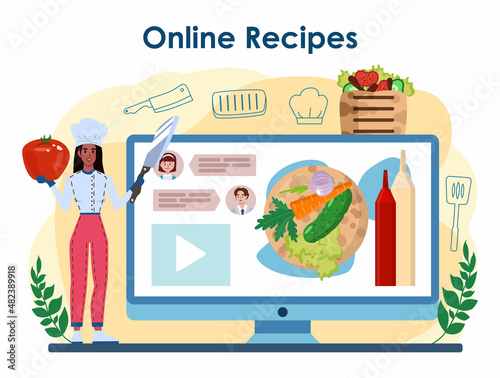 Shawarma maker online service or platform. Chef cooking delicious street