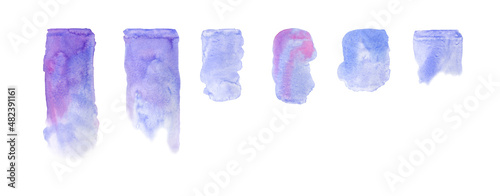 Abstract watercolor spot collection. Lavender, pink, violet stains, spot, splash with paint streaks with different texture, granulation, gradient. psd