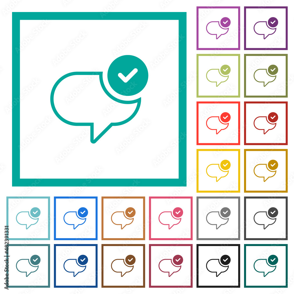 Message sent flat color icons with quadrant frames Message sent flat color icons with quadrant frames