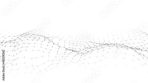 Technology white wave. Big data visualization. Analytics representation. Digital background. 3d rendering.