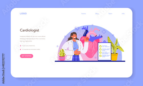 Cardiologist web banner or landing page. Idea of heart medical diagnostic