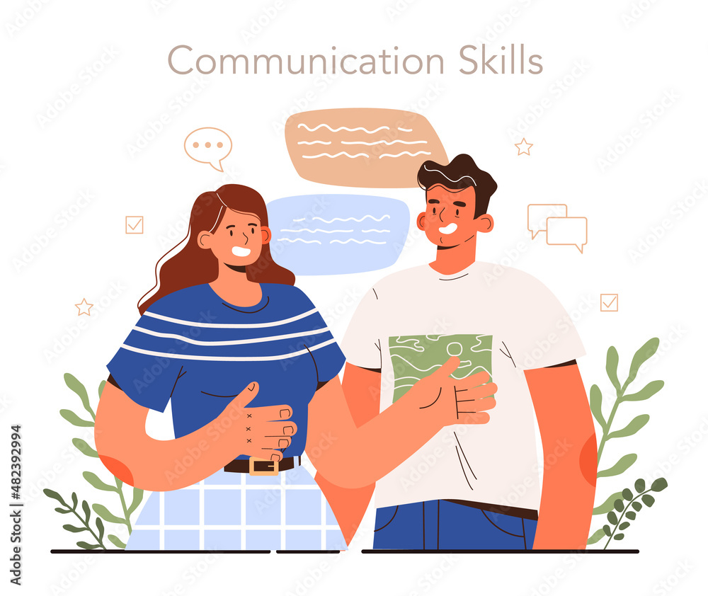 Obraz premium Soft skills concept. Business people or employee with communication skill