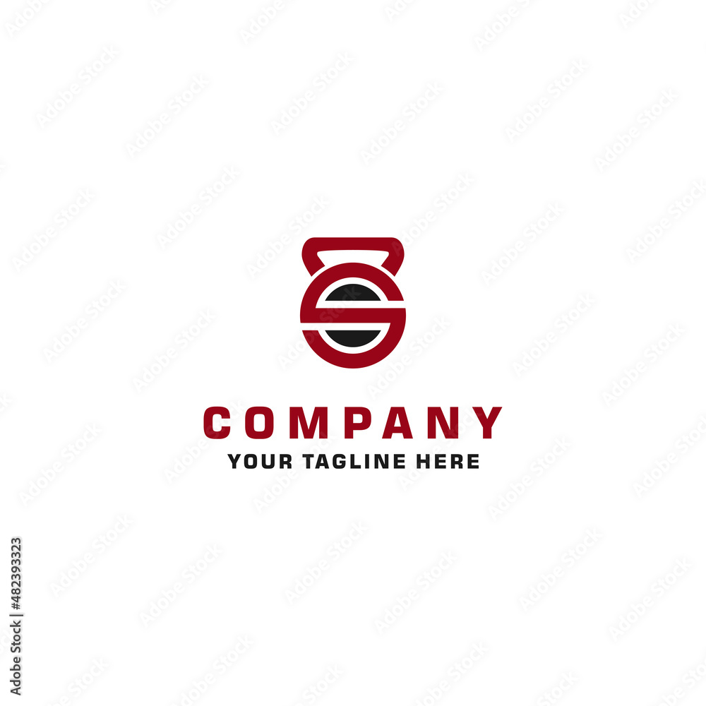 Barbells logo design with concept letter S. Simple and clean flat design of the letter S logo used for Gym fitness.