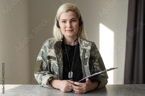 Female US Army Soldier wearing uniform photo