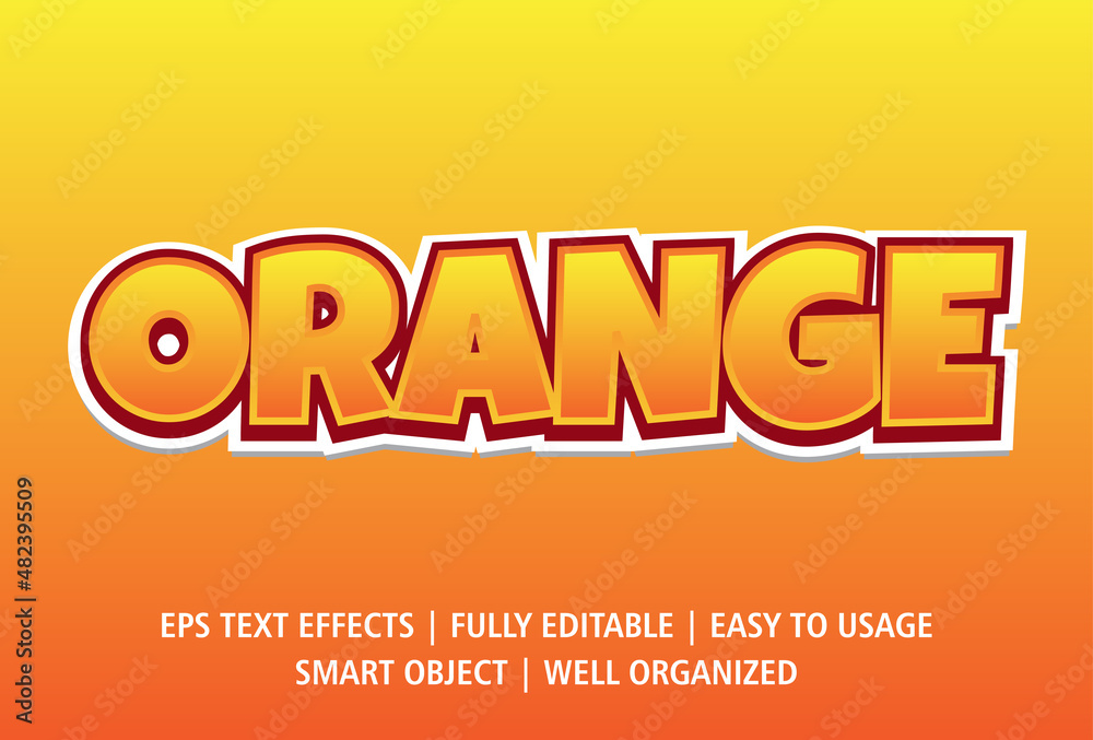 orange text effect with gradient color. text effects can be edited easily.