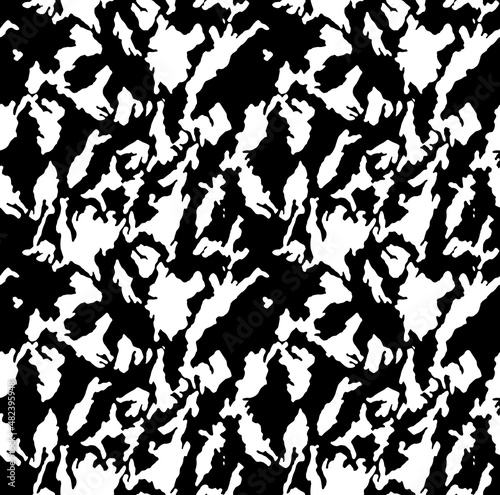 Abstract camouflage pattern design black and white ornament seamless