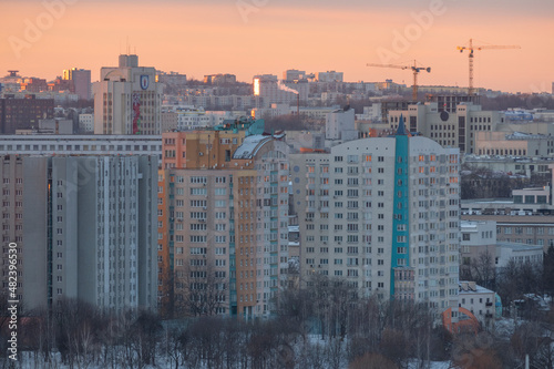 winter city of Minsk is covered with snow
