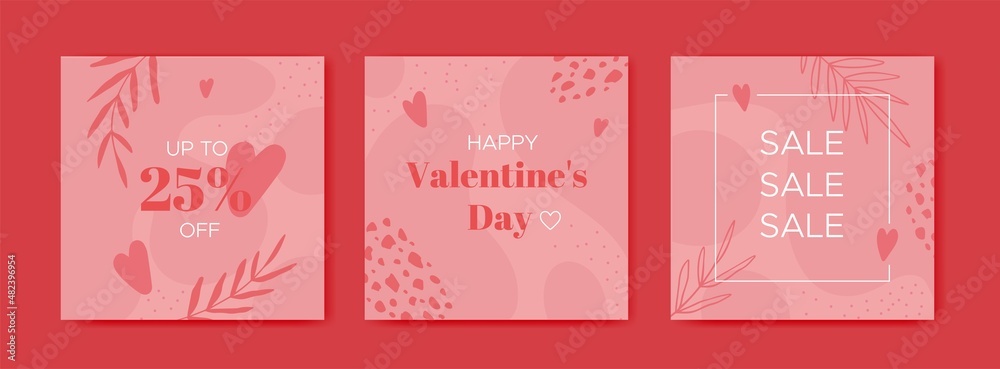 Vector Social media post templates for digital marketing and sales promotion on Valentine's Day. fashion advertising. Offer social media banners.