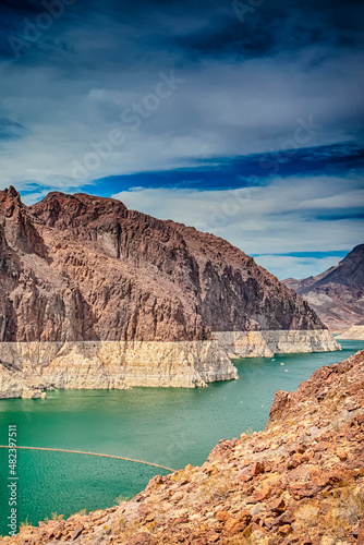 Energetics Concepts. Hoover Dam in Lake Mead of the Colorado River on Border of Arizona and Nevada States.