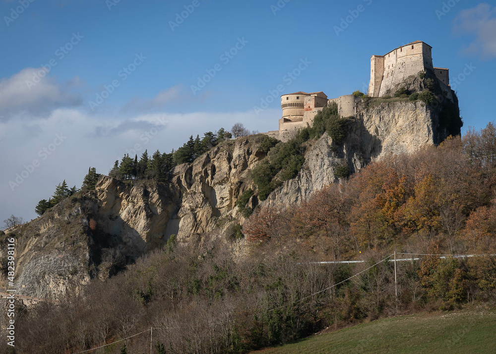 Scenic view of Borgo San Leo in Emilia Romagna, Italy