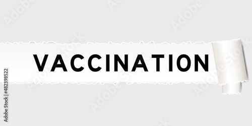  Ripped gray paper background that have word vaccination under torn part