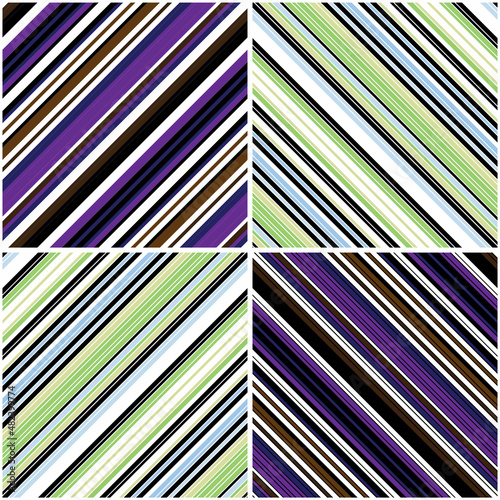 vectorial seamless pattern collection with oblique colored segments_k. This .eps file is not just alone one pattern, it includes a collection of 4 different seamless patterns (white dividing lines)
