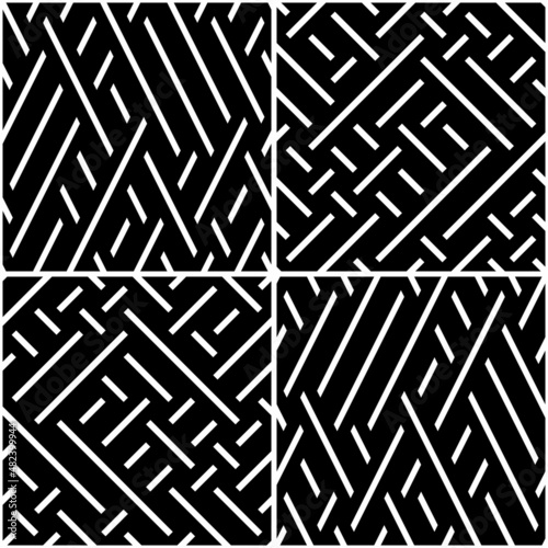 vectorial seamless pattern collection with oblique white segments_a. This .eps file is not just alone one pattern, it includes a collection of 4 different seamless patterns (white dividing lines)