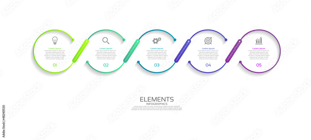 Elements infographic idea circle colorful with 5 step