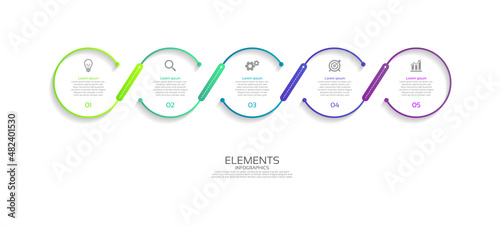 Elements infographic idea circle colorful with 5 step