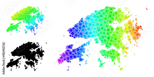 Canvas Print Rainbow gradiented star mosaic map of Hong Kong