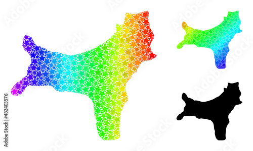 Spectral gradiented star mosaic map of Christmas Island. Vector colored map of Christmas Island with spectral gradients.