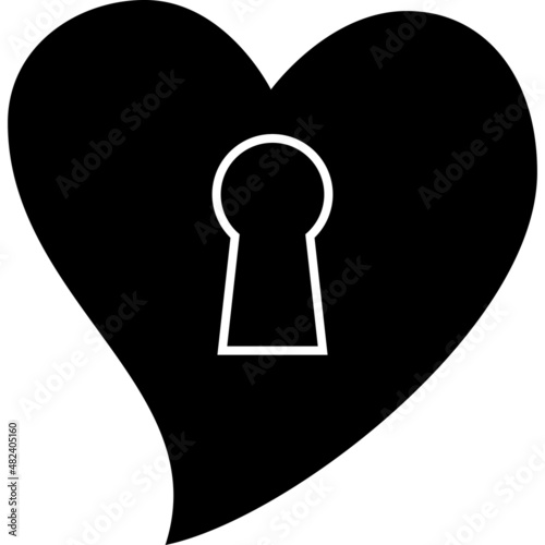 Locked Heart Glyph Icon Vector