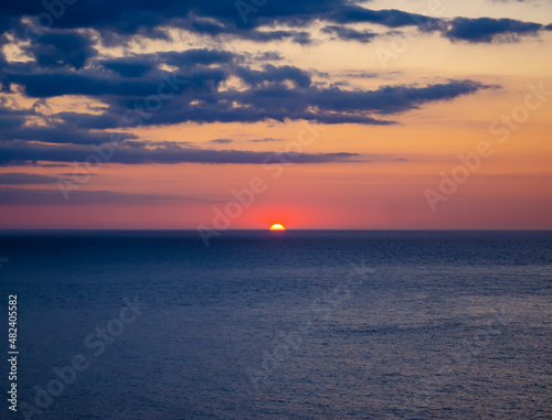 Sunset on the sea in Cornwall  United Kingdom