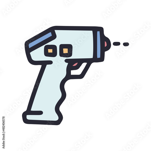 infrared digital thermometer color vector doodle simple icon