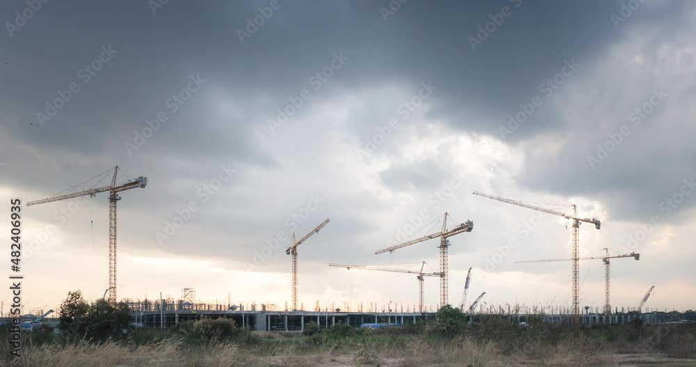 Timelapse of construction site consist of concrete structure of ...