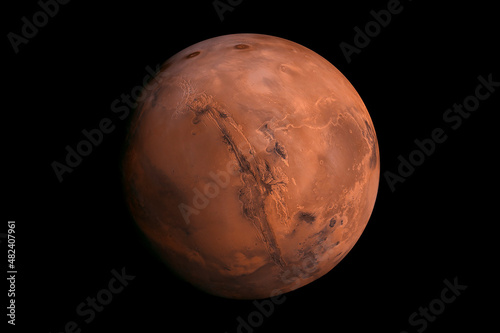 Planet Mars on a black background. Elements of this image furnished by NASA