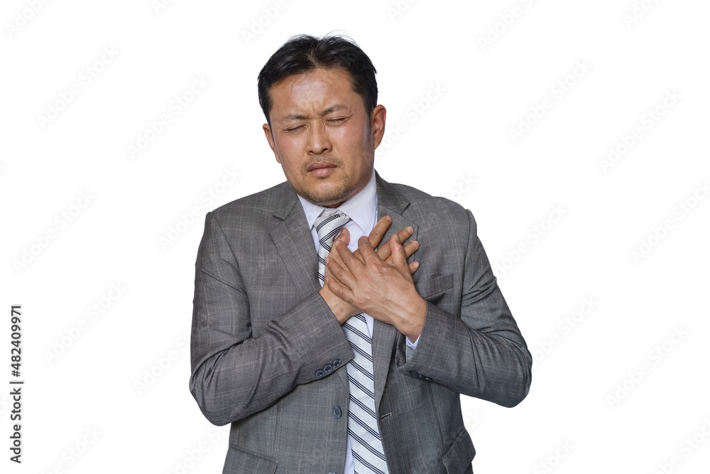 Heart attack concept. Close up Businessman has heart attack. Heart attack concept. Close up Businessman has heart attack.