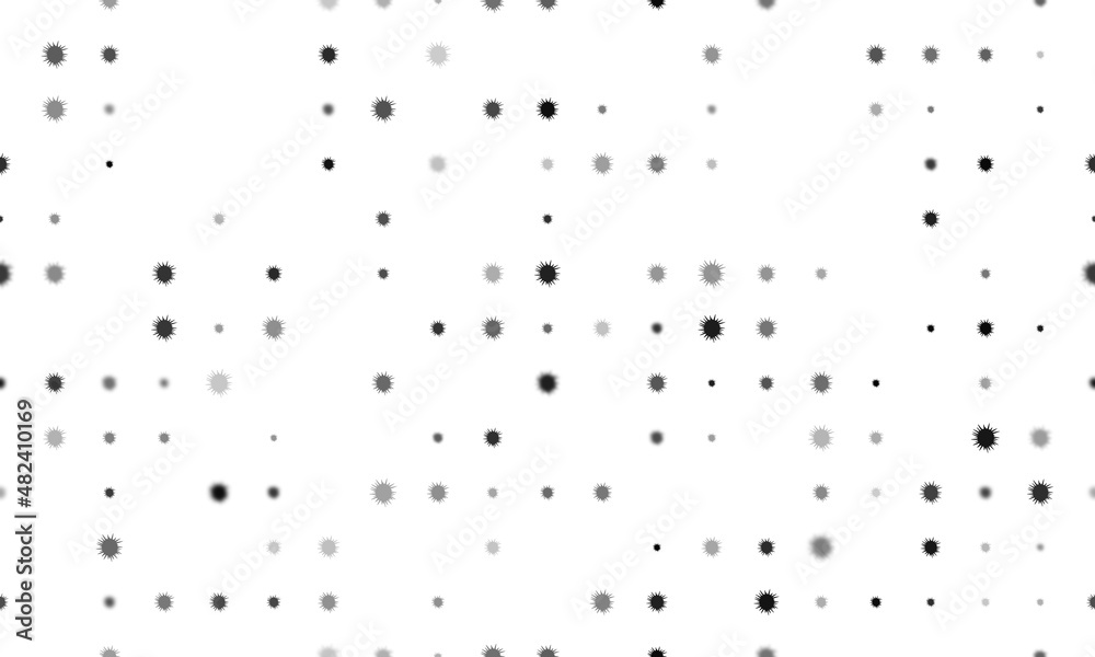 Seamless background pattern of evenly spaced black sea urchin symbols of different sizes and opacity. Vector illustration on white background Seamless background pattern of evenly spaced black sea urchin symbols of different sizes and opacity. Vector illustration on white background